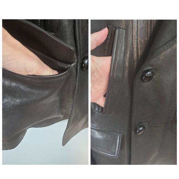 Tom Ford Lambskin Double Breasted Leather Peacoat Jacket Black Italian 48 - Picture 11 of 13